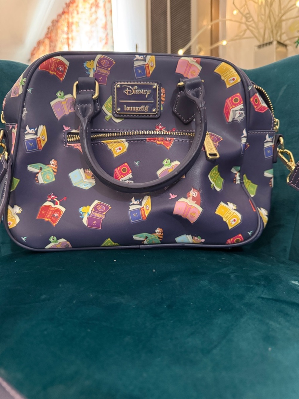Disney x Loungefly Navy Storybook Print Dome Satchel
